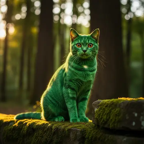Green Cat: Cute and Playful Feline Companion