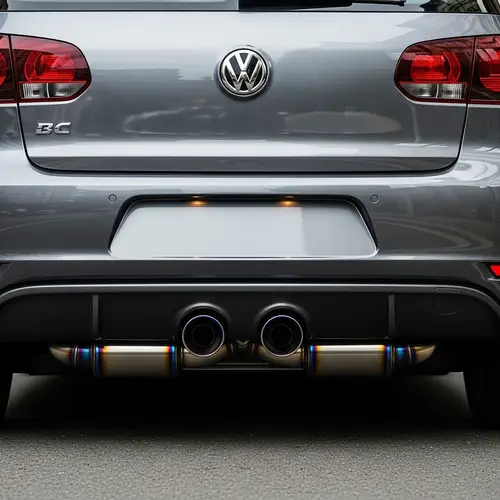 Grey VW Golf R Mk6 with Titanium Dual-Tip Exhaust System