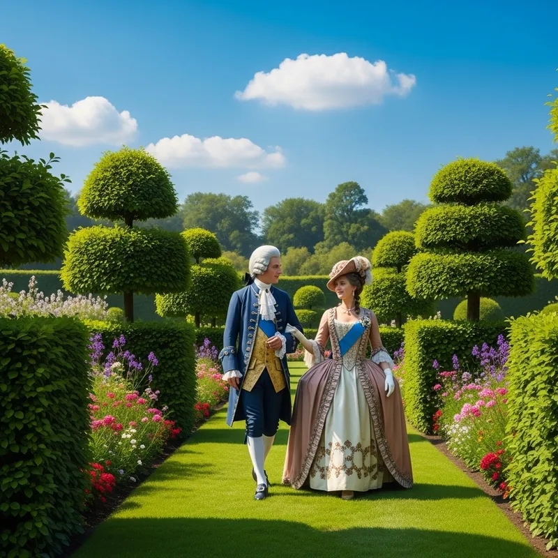 King George III & Queen Charlotte in 18th Century Garden