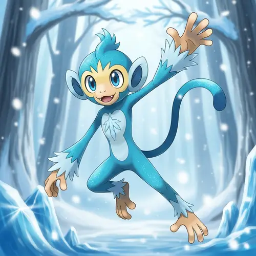Original Ice-type Monkey Starter Pokémon Concept Art