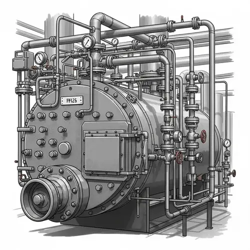 Industrial Boiler 2D Design: Rugged Metal Construction