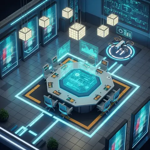 Futuristic Pixel Art Conference Room 2024 Design