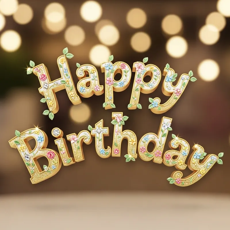 Beautifully Decorated Text: Happy Birthday Wishes