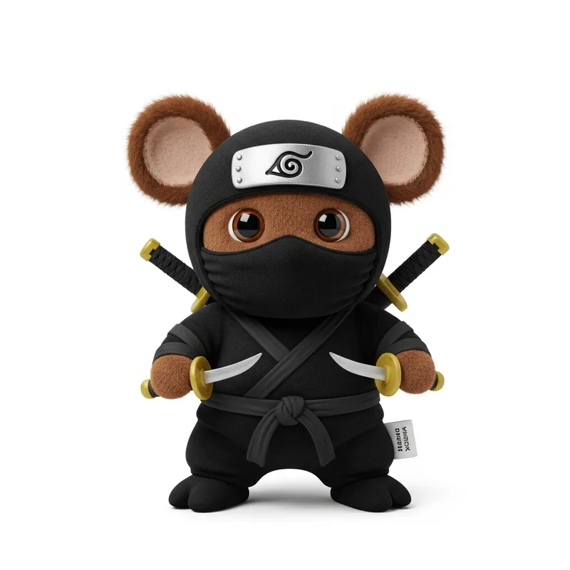 Cheburashka Ninja Plush Toy with Martial Arts Pose