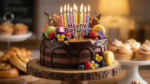 Delicious Chocolate Birthday Cake with Candles