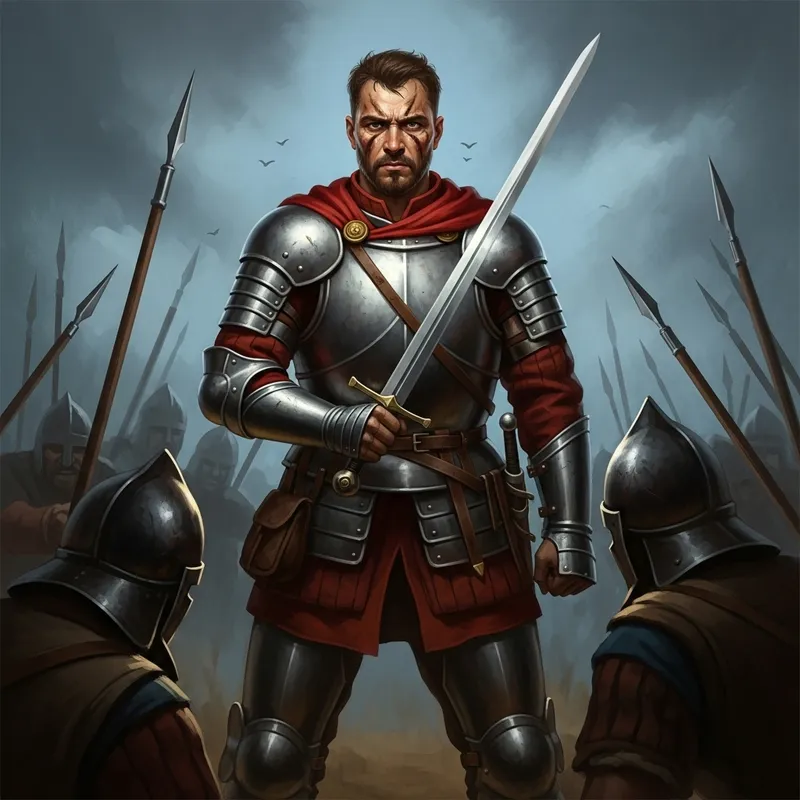 Defiant Heroic Soldier: Battling Enemies in Gritty Painting