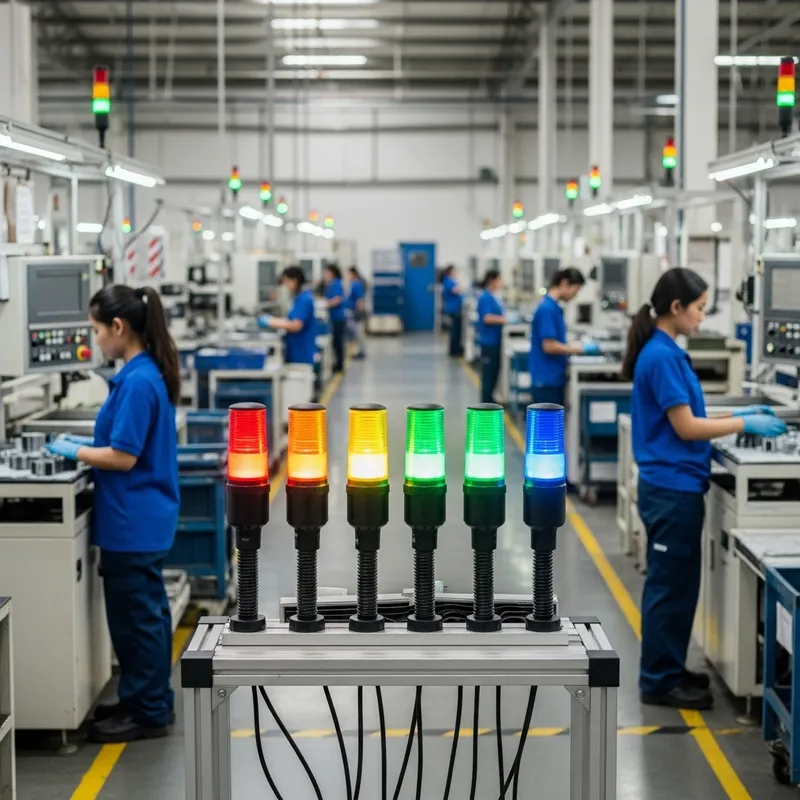 Andon System with 4 Color Light Towers in Production