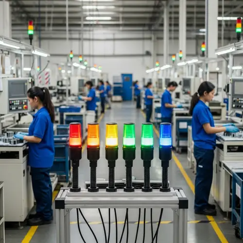 Andon System with 4 Color Light Towers in Production