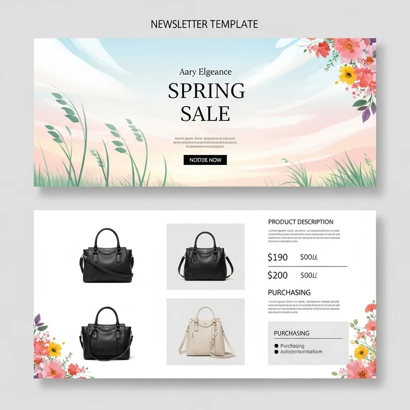 Minimal Spring Handbag Sale Newsletter Template Minimal Spring Handbag Sale Newsletter Template