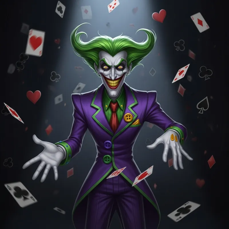 Dynamic Joker Character in Green Hair
