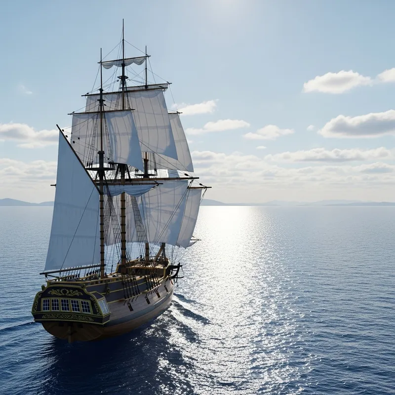 Sailboat Sailing on Tranquil Sea