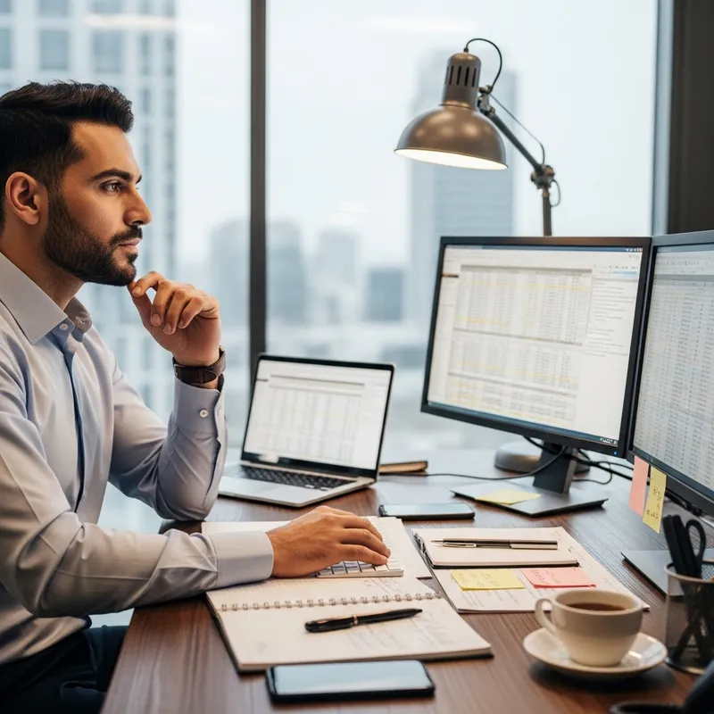 Middle-Eastern Man Sitting at Office Desk