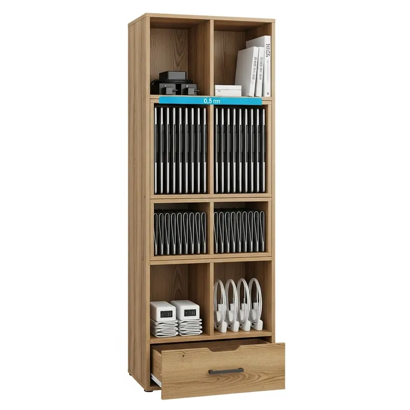 Efficient Laptop Storage Rack with Drawer Design