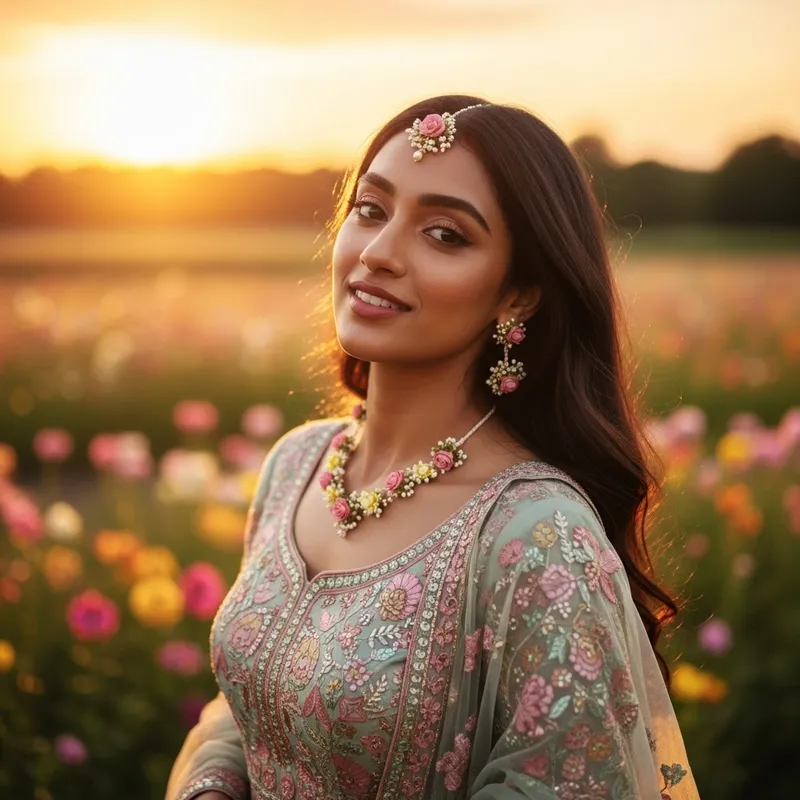 Radiant South Asian Woman: Eternal Beauty Symbol