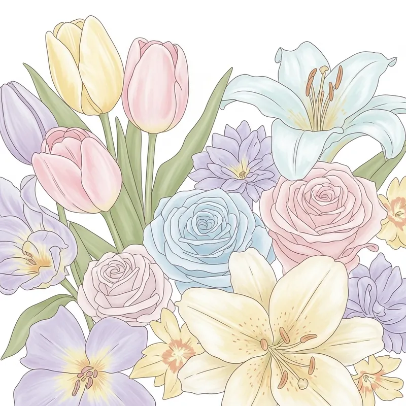 Abstract Flowers in Pastel Colors - Tranquil Art