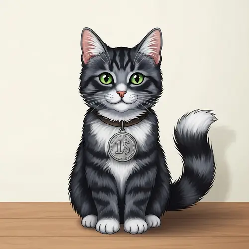 One-Dollar Cat Illustration | Unique Grey Cat Artwork