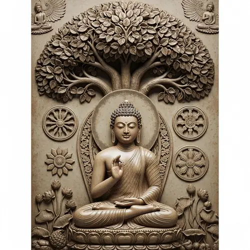 Serene Meditative Scene of Advocate Under Bodhi Tree | Gandhara Art