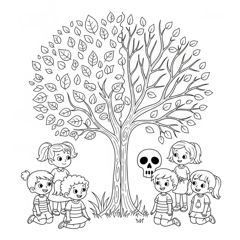 Whimsical Mourning Death Coloring Page for Kids Whimsical Mourning Death Coloring Page for Kids