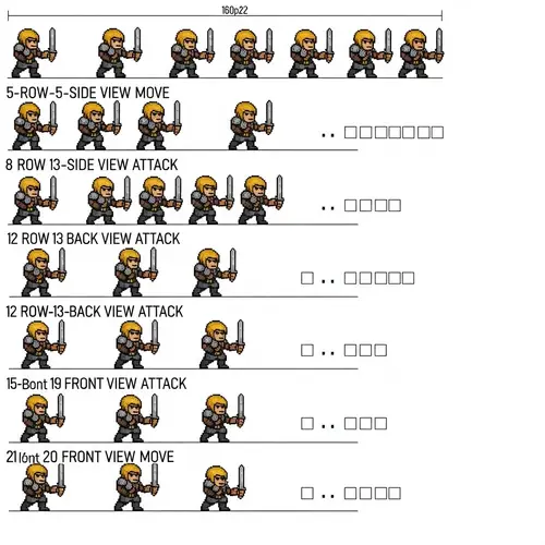 Dungeons & Dragons Pixel Art Sprite Sheet for Character Animation
