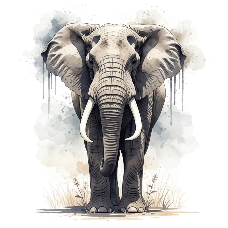 Majestic Watercolor Elephant Artwork