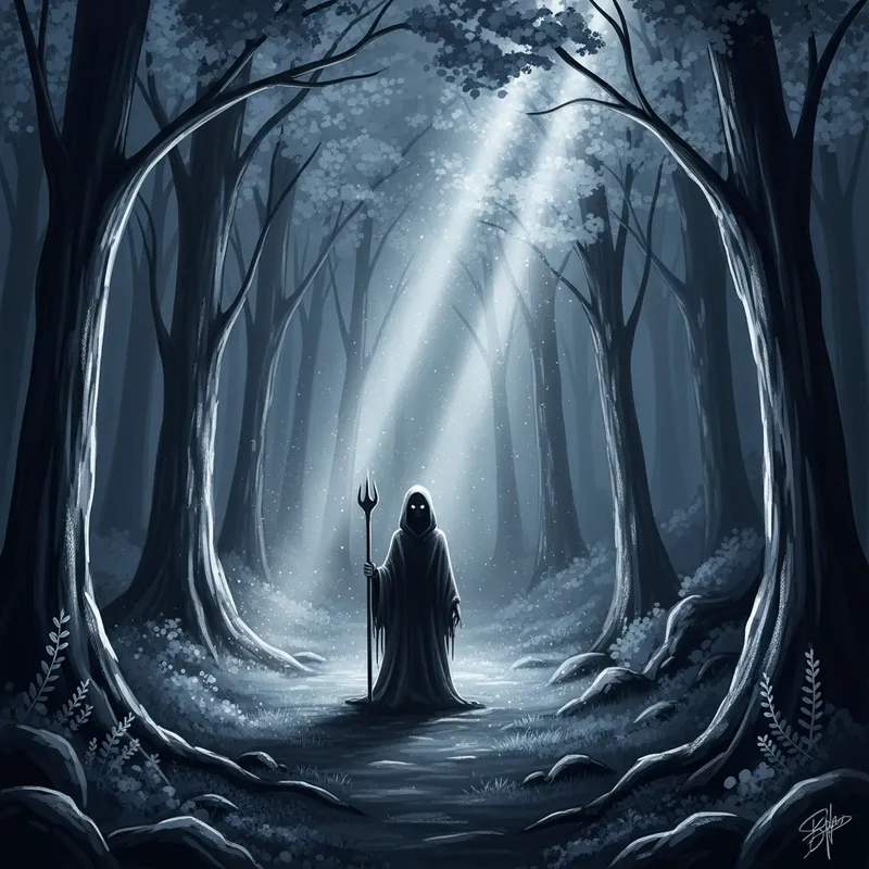 Moonlit Forest Fantasy Scene | Silver & Blue Tones, Digital Art Moonlit Forest Fantasy Scene | Silver & Blue Tones, Digital Art