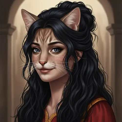 Cat Face Lady: Whimsical Middle-Eastern Woman with Cat Features