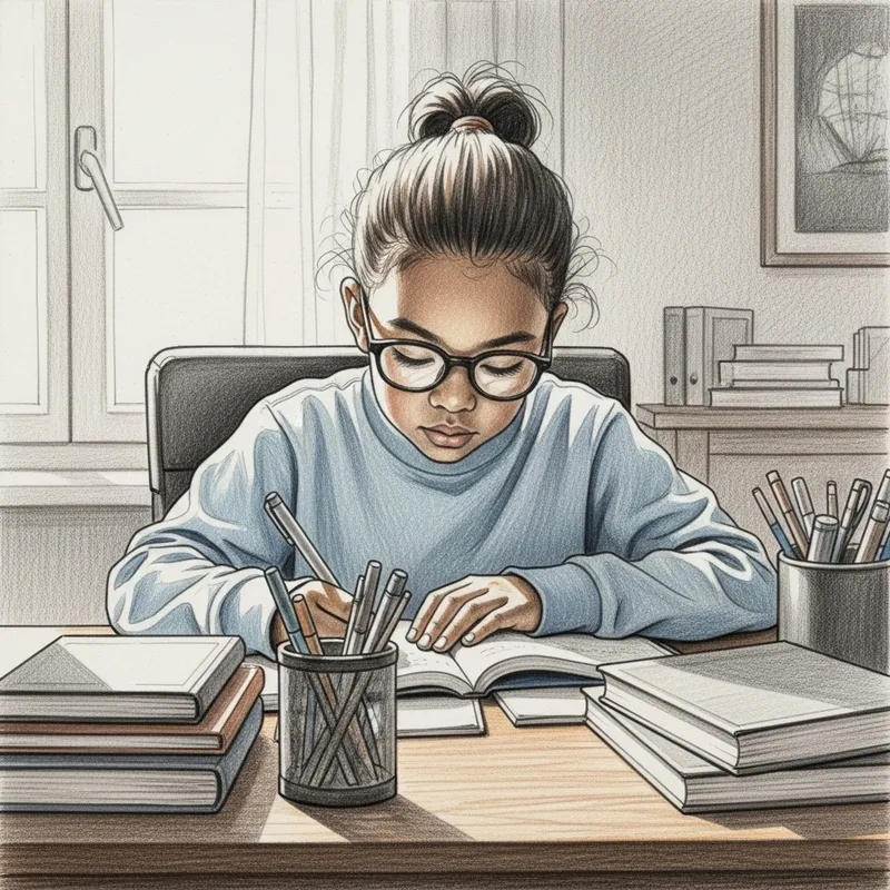 Child Studying Drawing | Educational Illustration Child Studying Drawing | Educational Illustration