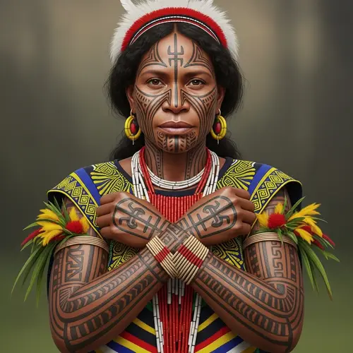 Proud Heritage: Vibrant Papua New Guinean Native Attire & Tribal Tattoos