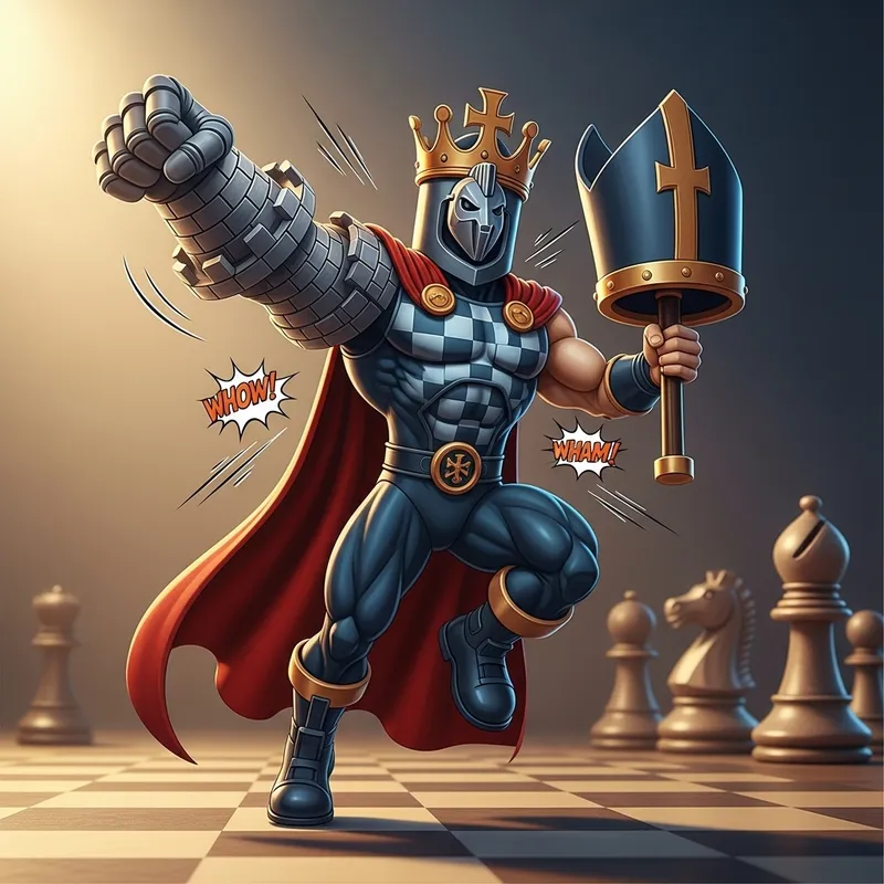 Chess King Knight Castle Mascot for Comics Book