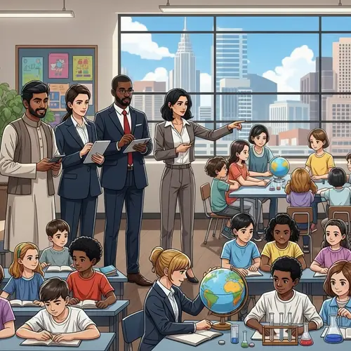 Diverse Urban Education Scene with Ministry Magistrates