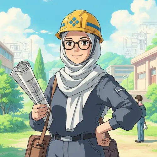 Muslim Female Engineering Student Illustration