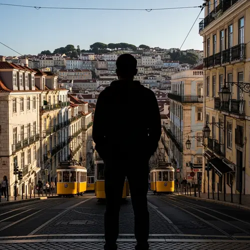 Silhouette in Lisbon City Center - Sunset Glow View