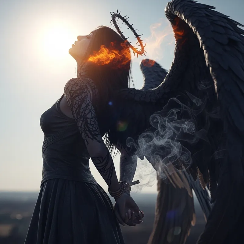 Gothic Fantasy Dark Angel: Hyper-Maximalism Concept Art