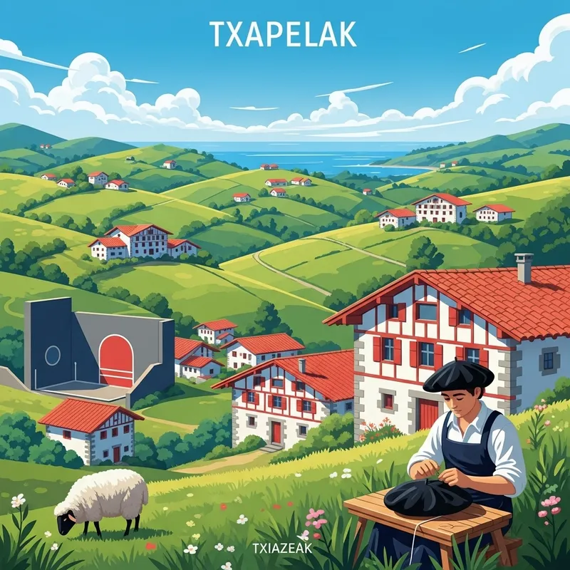 Basque Country Landscape: Rolling Green Hills & Traditional Farmhouses