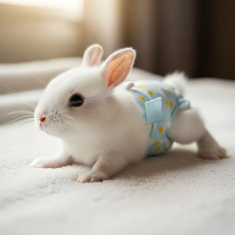 Cute Newborn Baby Bunny in Diapers Crawling and Playing - Adorable!