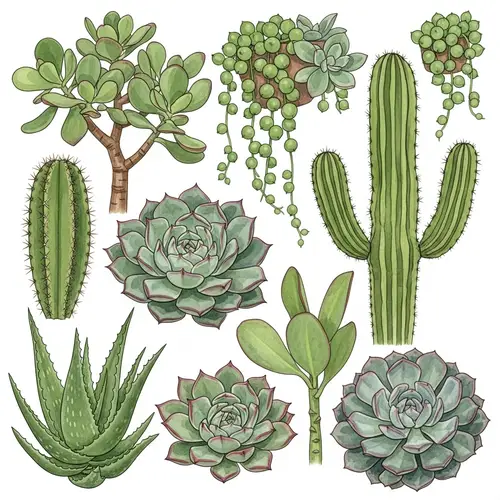 Beautiful Watercolor Painting of Succulent Plants