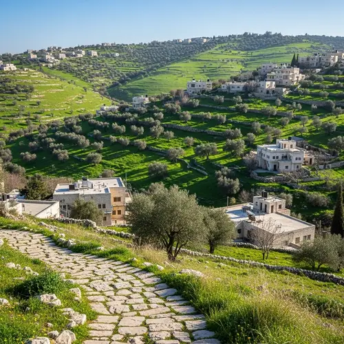 Rolling Green Hills and Olive Groves in Palestine
