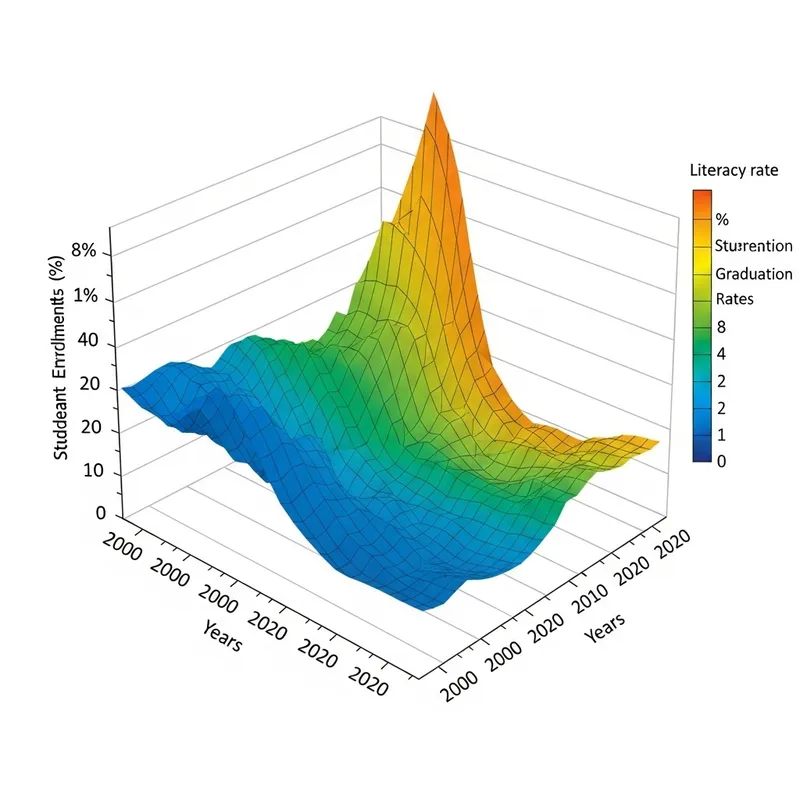 Parametric Graph: Education Trends in Enrollment, Graduation, and Literacy