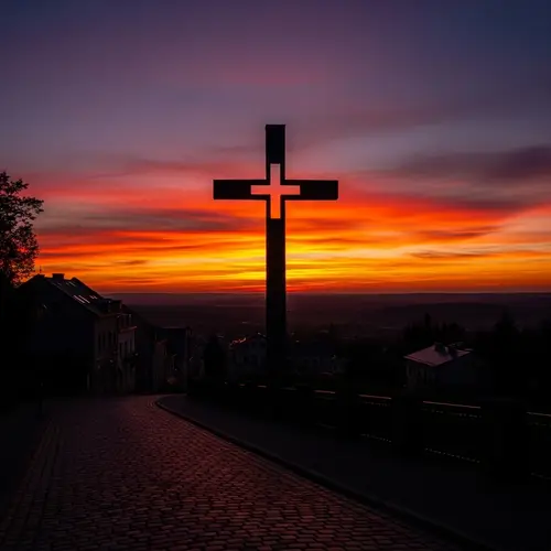 Way of the Cross Sunset Reflection in Mnikowa