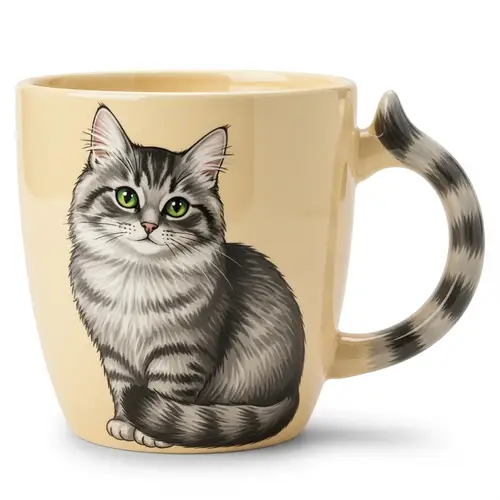 Whimsical Cat Ceramic Mug - Delightful Design for Cat Lovers