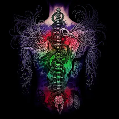 Seductive and Androgynous Vertical Back Tattoo Design