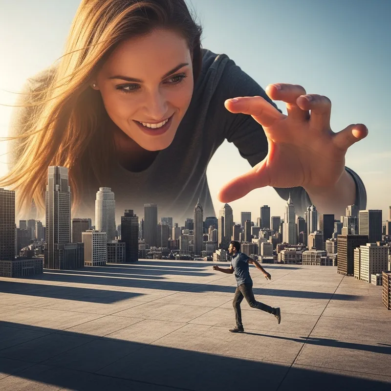 Giantess Woman Eating Tiny Man - Urban Scene