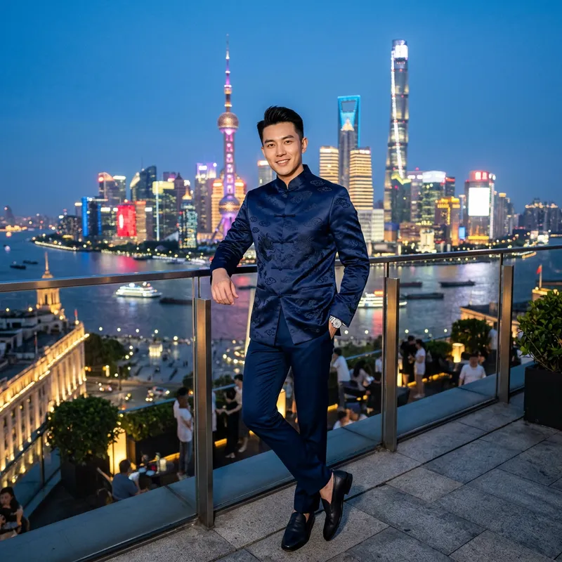 Chic Male Model in Shanghai: Qipao Style Inspiration