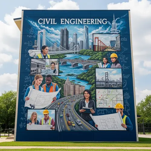 Iconic Civil Engineering Mural at Renowned University Campus