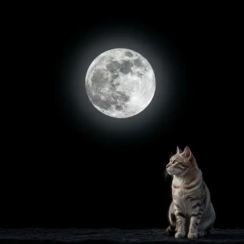 Enchanting Moonlit Serenity: Mystical Image of Feline under Twilight