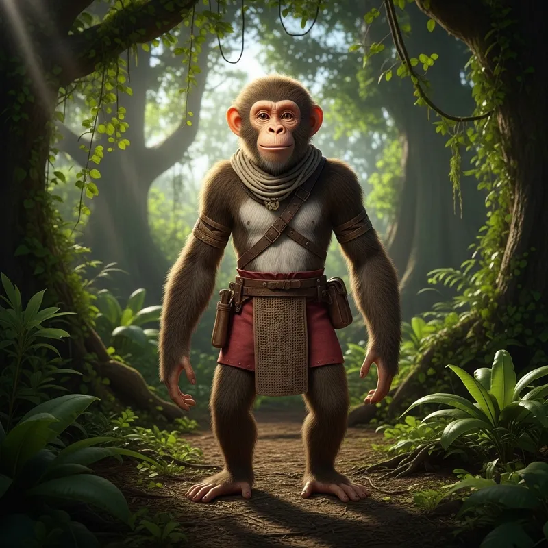 Monkey Man in Lush Jungle | Imaginative Wildlife Scene