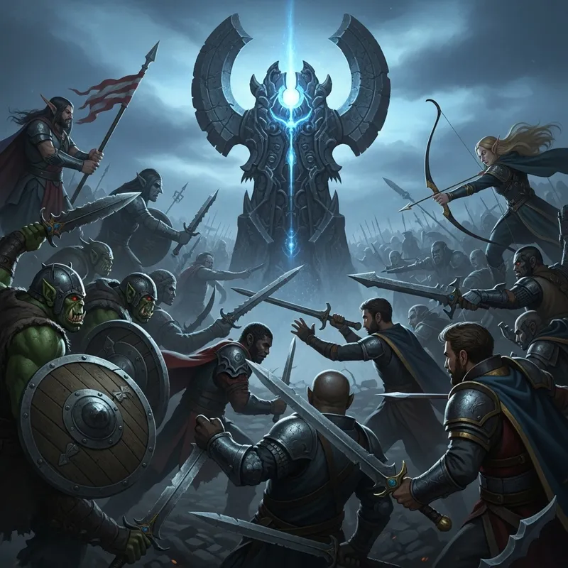 Fantasy Conflict of Orks, Humans, and Elves for Mystic Artifact Fantasy Conflict of Orks, Humans, and Elves for Mystic Artifact