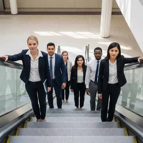 Diverse Business Professionals Defying Gravity | Keep Moving Forward