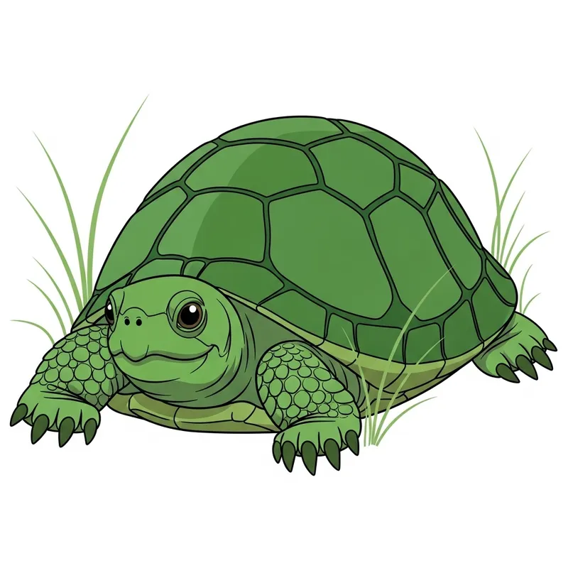 Native Turtle Clipart in Vibrant Green | Simple & Serene Picture