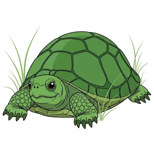 Native Turtle Clipart in Vibrant Green | Serene Nature Scene
